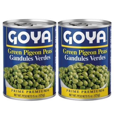 Goya Green Pigeon Peas, Canned, Goya Gandules Beans Canned, Pantry Staple, Pack of 2 (15 oz Cans)