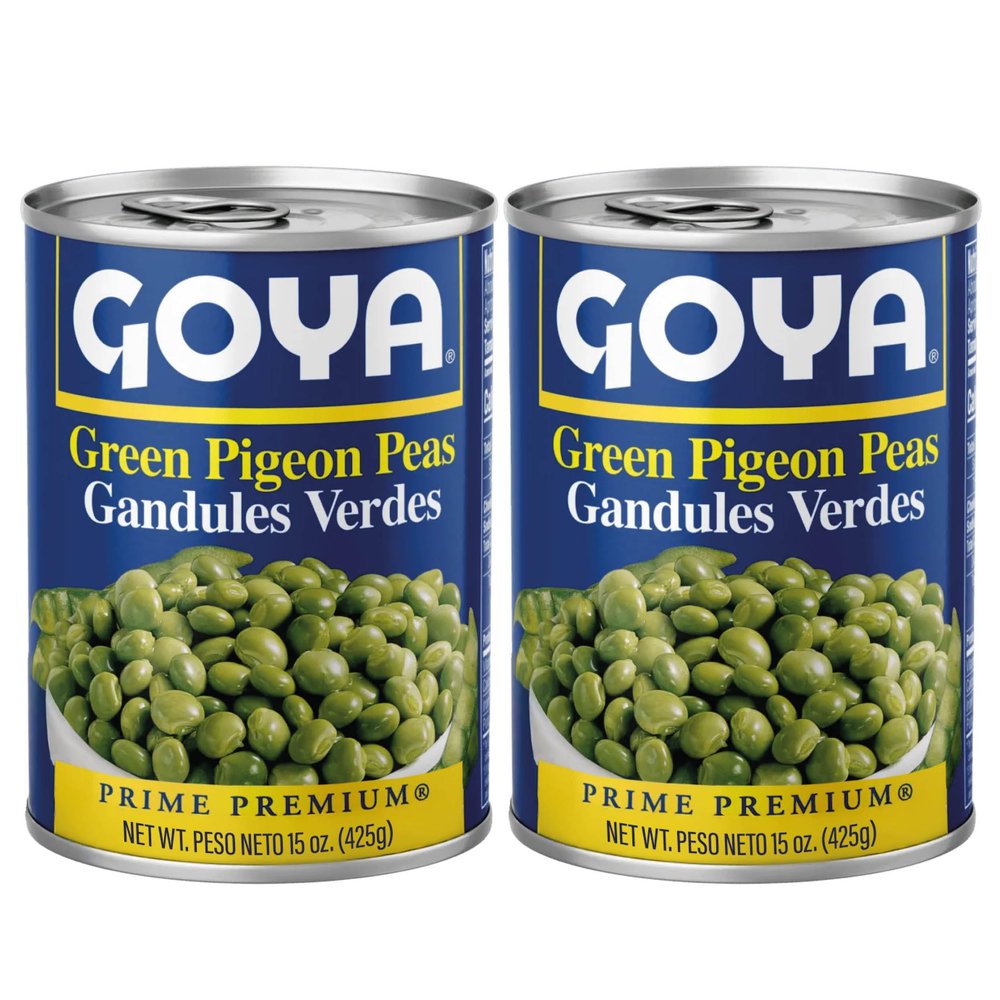 Goya Green Pigeon Peas, Canned, Goya Gandules Beans Canned, Pantry Staple, Pack of 2 (15 oz Cans)