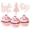 Sotpot 24PCS Bride to Be Cupcake Toppers with Heart Rose Gold Glitter Dress Bridal Shower Cupcake Picks for Wedding Bridal Shower Wedding Engagement Party Cake Decorations view 1