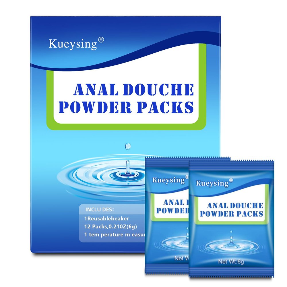 Anal Douche Powder Anal Cleaner Shower Enema nal Cleaner pH Balanced Comes with Beaker Douche for Men Soothing Anal Flush Cleanser for Enema Bulbs 12PC