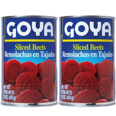 Goya Canned Sliced Red Beets, Tender and Vibrant, Ready-to-Serve for Salads, Sides, and Recipes, Pantry Staple, 2-Pack (15 oz Cans)