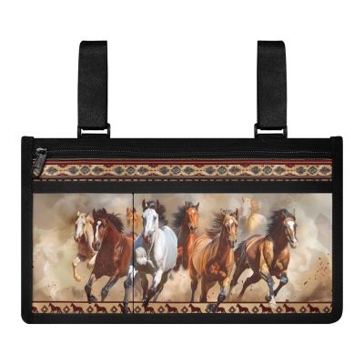 Yzaoxia Adults Horse Wheelchair Bag Electric Wheel Chair Side Storage Pouch Canvas Walker Accessories Arm Rest Organizer Stylish Hanging Bedside Caddy Roomy Zipper Pocket Yellow