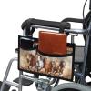 Yzaoxia Adults Horse Wheelchair Bag Electric Wheel Chair Side Storage Pouch Canvas Walker Accessories Arm Rest Organizer Stylish Hanging Bedside Caddy Roomy Zipper Pocket Yellow view 3