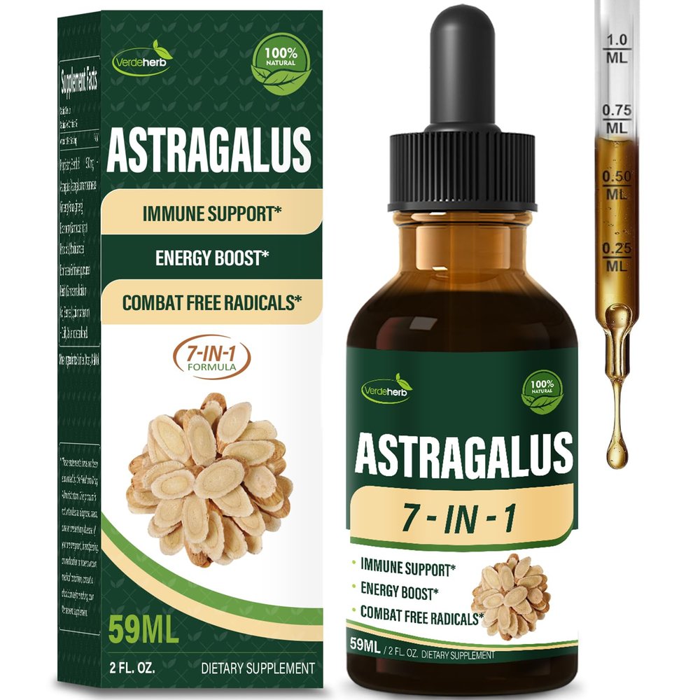 Verdeherb Astragalus Liquid Drops Embark on a Journey of Well-Being with Our Premium 7-in-1 All-Natural Herbal Supplement, Crafted for Enhanced Immune Support and Energy Boost, 2 oz.