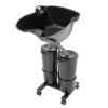 Portable Shampoo Basin, Height-Adjustable Portable Shampoo Basin, Shampoo Basin, Vertical no-bend shampoo basin for Beauty Salon/Barber Shop, Black, double bucket view 1