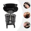 Portable Shampoo Basin, Height-Adjustable Portable Shampoo Basin, Shampoo Basin, Vertical no-bend shampoo basin for Beauty Salon/Barber Shop, Black, double bucket view 2
