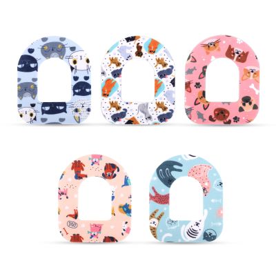 25pcs Adhesive Patches for Omnipod 5 Stickers, Glucose Monitor Strap with Hole Sensor Covers Cgm Waterproof Pack Cute Pets Monitor Tape Overpatch(Cute Pets)