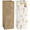 Charming Celebrate Bottle Paper Bags - 12" x 5" (Pack of 2) - Assorted Designs - Perfect for Parties, Holidays, Graduations, and More view 1