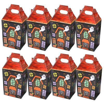 Amscan Spooky Multicolor Friends Paper Favor Boxes - 9.25" x 3.75" (Pack of 8) - Ideal for Trick or Treat, Halloween Parties, Themed Birthdays & More