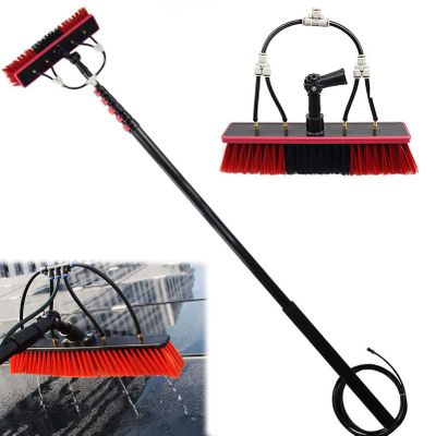 WUDLi Cleaning Brush Window Cleaning Brush Equipment 3.6-12M Cleaner Kit, Water/Hose Fed Pole Cleaner, Shower with Extension Pole, Telescopic Window Washing Equipment,55Cmbrush-12Ft/3.6M, 18FT/5.4M