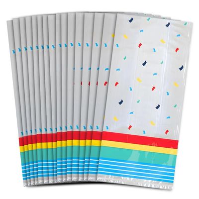 Amscan Vibrant Multicolor Stripe Treat Plastic Bags - 9.5" x 4" (Pack of 16) - Perfect for Birthdays and Special Occasions