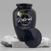 Personalized Cremation Urn for Men & Women Adult Ashes - Engraved Aluminum Urn with Name & Humorous Officially Retired Design - Polished Finish Urn for Terrible Office Humor Remains | Polished Black view 2