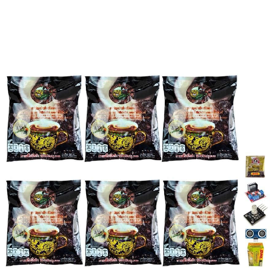 NineLife Basics OTOP 25 Sachets/Pack (500g) Thamsing Instant Coffee Mix 4 in 1 Safflower Original Delicious Aroma Snack Roasted Robusta Set 6 By Beautygoodshop [Get Free For You Beauty Gifts], Large
