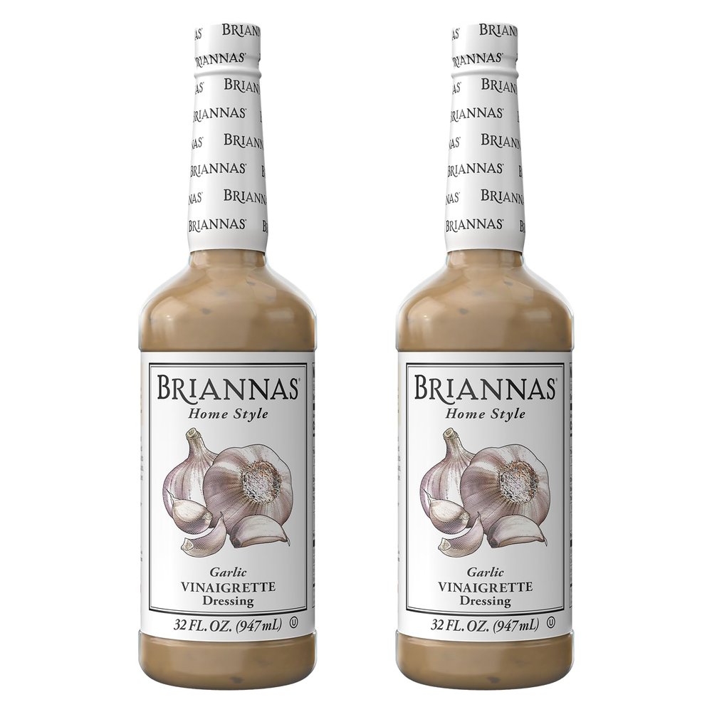 BRIANNAS - Home Style Garlic Vinaigrette Dressing  Fine Salad Dressing made with Premium Ingredients - Gluten Free, Vegan, & Kosher Dressing - 32 oz. Bottles - 2 Pack