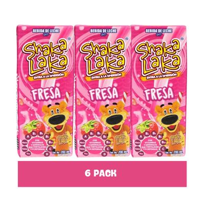 SHAKA LAKA bebida sabor FRESA 6.75 fl oz (Pack 6) - Artificially Flavored Milk Drink