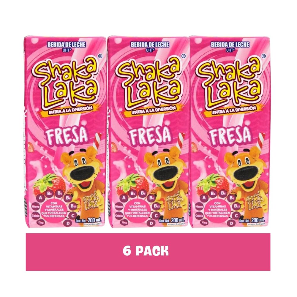 SHAKA LAKA bebida sabor FRESA 6.75 fl oz (Pack 6) - Artificially Flavored Milk Drink