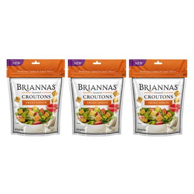 BRIANNAS - Sweet Onion Croutons - Baked-in Flavor, Crispy Croutons for Salads and More - 5 oz. Bags - 3 Pack