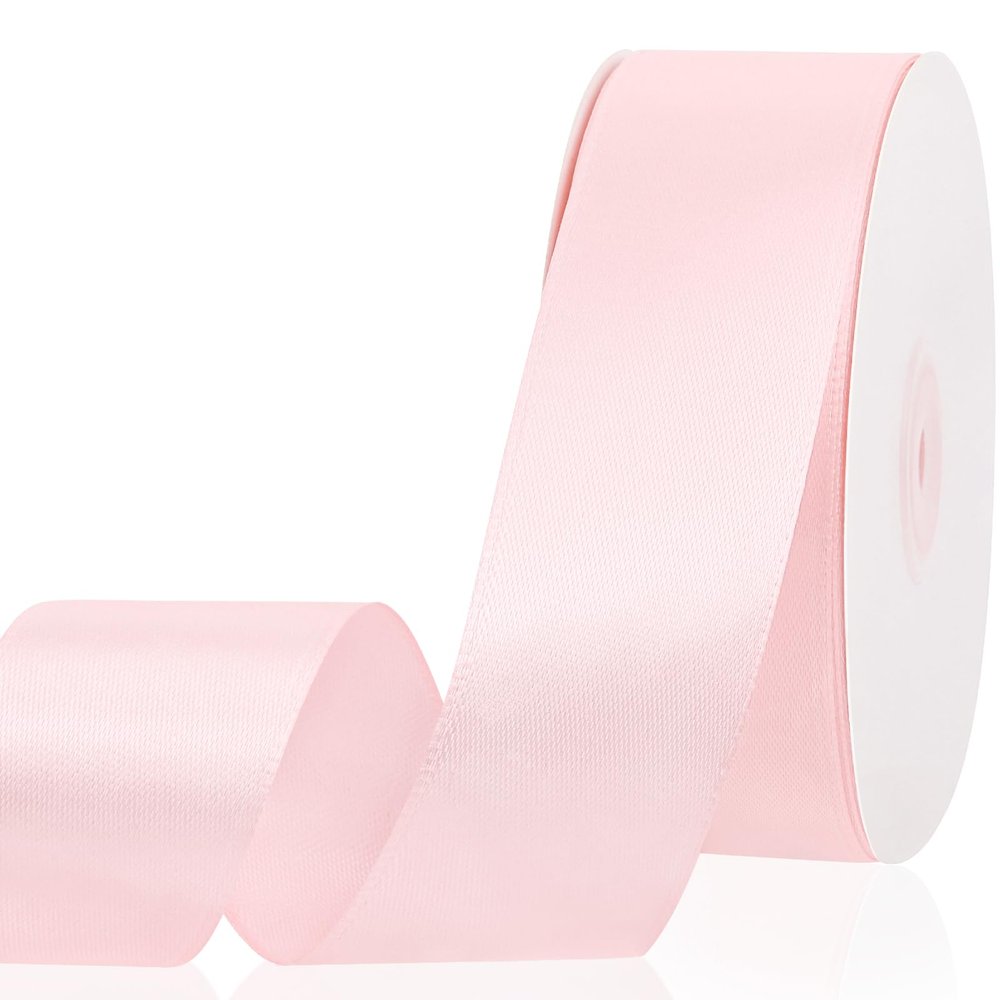 1-1/2 Inch 50 Yards Light Pink Satin Ribbon for Gift Wrapping,Flower Bouquet,Crafts,Balloons,Wedding,Birthday Party,Easter,Mothers Day,Baby Shower Decoration