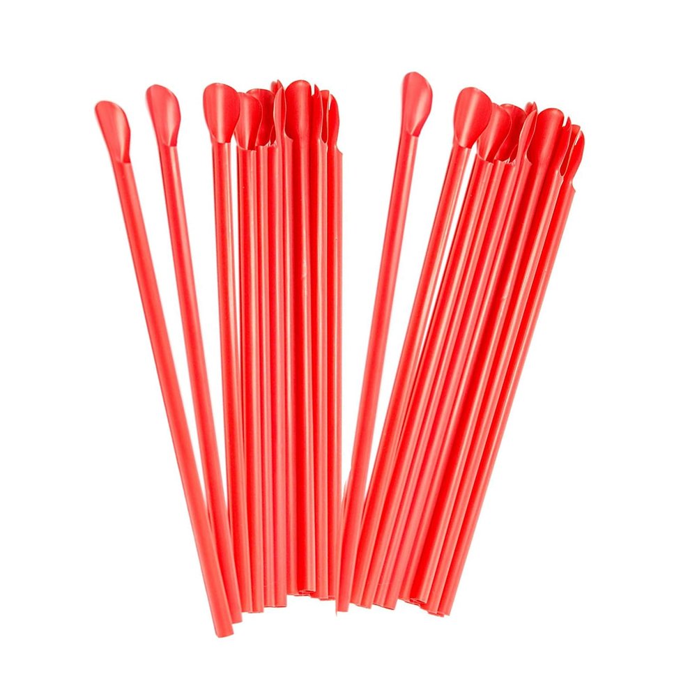 200 PCS Spoon Straws Red Slushie Straws Disposable Snow Cone Spoons Shaved Ice Straws for Milk Shakes Smoothies Summer Party