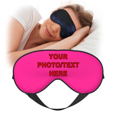 Custom Eye Mask Cover Personalized Blindfold Design Soft Eyeshade with Image Logo Text Sleep Blindfolds for Adult Travel Work Naps Customized Eyes Covers, Deep Pink