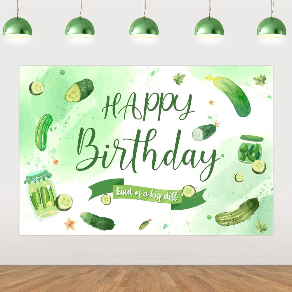 Balterever Pickle Birthday Party Decorations 5 * 3ft Kind of a Big Dill Backdrop Cucumber Pickle Bday Supplies Kind of a Big Dill Banner Fruit Funny Cucumber Party Supplies for Photography Background