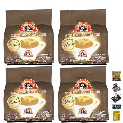 Generic Thamsing Instant Coffee Mix 3 in 1 Original OTOP 25 Sachets/Pack (500g) Delicious Aroma Snack Roasted Robusta (of 4) By Beautygoodshop [Get Free For You Beauty Gifts], Large