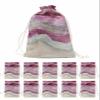 Victoroes Ocean Drawstring Gift Bags 10 Pieces, 5" x 7" Small Abstract Art Beach Gradient Purple Wave Gift Bag Reusable Fabric Wrap Bags for Wedding Party Birthday Christmas Holiday view 1