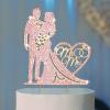 Jaciya Wedding Cake Topper Pink Rhinestone Metal Mr and Mrs Cake Topper Bride and Groom Bridal Shower Party Gold Wedding Decorations Supplies view 1