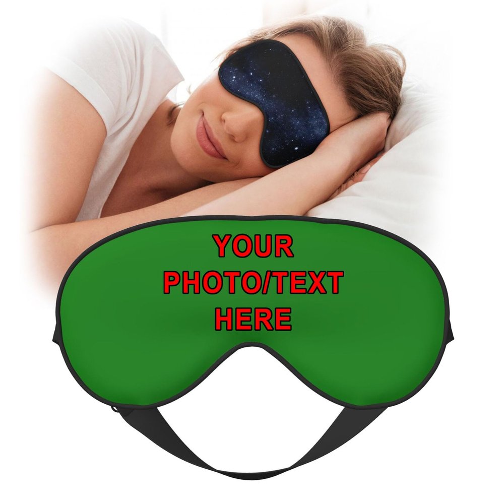 Custom Blindfold Eye Mask Sleep Cover for Women Men Blackout Design Your Image Logo Text Blindfolds Customized Eyes Masks for Games Team Party Office Sleeping, Green