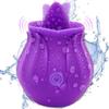 NineLife Basics Easy to Operate Rose Shape Toys Update Model 3 in 1 Rose Toy with Tongue Licking, Thrusting and Vibrating Adult Tools SN3+6 * 1, Roses-purple view 1