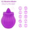 NineLife Basics Easy to Operate Rose Shape Toys Update Model 3 in 1 Rose Toy with Tongue Licking, Thrusting and Vibrating Adult Tools SN3+6 * 1, Roses-purple view 3