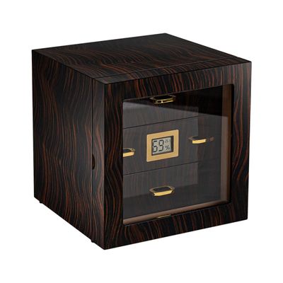 LMFLXOFD Cigar Humidor, Cedar Humidor, Three-Layer Cigar Cabinet with Glass Door, With Thermometer and Humidifier, Can Accommodate 70 Cigars, For Storing and Protection Cigars