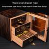 LMFLXOFD Cigar Humidor, Cedar Humidor, Three-Layer Cigar Cabinet with Glass Door, With Thermometer and Humidifier, Can Accommodate 70 Cigars, For Storing and Protection Cigars view 4