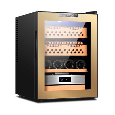 Cigar Humidor 50L 300 Cigars with Heating and Cooling Temperature Control System, with Cedar Wood Shelf and Hygrometer, Intelligent Constant Temperature and Humidity Humidor, Gift for Men,Gold