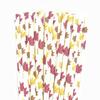 100 pcs Leaf Print Paper Straws, Green Shamrock Clover Puplish Red Brown Yellow Maple Leves Drinking Straws, Irish Holiday St. Patrick's Day Fall Autumn Thanksgiving Cake Pop Sticks (Maple Leaf) view 1