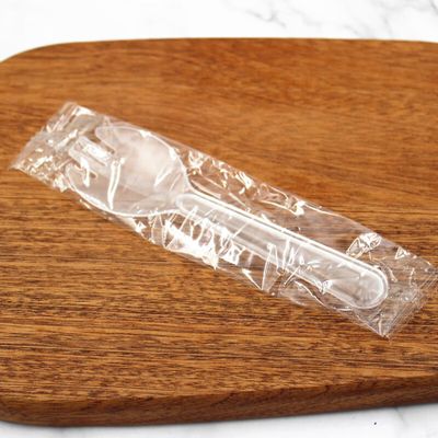 100PCS Disposable Sporks, Individually Packaged Plastic Spork for Cakes, Desserts, Ice Cream, Bread, Fork Spoon for Party, Wedding, Picnics, Buffet (Clear)