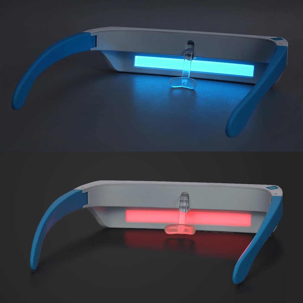 Lukirch Red Light Therapy Glasses 670nm  Eye Comfort & Visual Wellness, Blue Light Therapy Support for Sleep, Circadian Rhythm, Jet Lag & Seasonal Mood, Red & Blue (2-in-1)