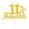 11 & Fabulous Cake Toppers Gold Glitter, Happy 11th Birthday Cake Topper Cheers to 11 Years Old Bday Decoration, Eleven and Fabulous Cake Decorations for 11 Birthday Anniversary Party view 1