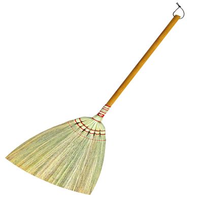 Asian Broom 46 inch - Straw Soft Sweep - Long Handle for Cleaning, Decoration, Wedding-Natural Whisk for House, Garage, Office,Kitchen - Indoor Grass Broom