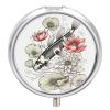 BTCOWZRV Round Pill Box with Mirror 3 Compartments Pill Organizer Portable Small Pill Case Weekly Japanese Carp Medecine Case for Purse, Pocket, Travel, Vitamin, Supplements, Silver view 1