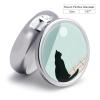 BTCOWZRV Round Pill Box with Mirror 3 Compartments Pill Organizer Portable Small Pill Case Weekly A Black Cat Sits Medecine Case for Purse, Pocket, Travel, Vitamin, Supplements, Silver view 2