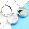 BTCOWZRV Round Pill Box with Mirror 3 Compartments Pill Organizer Portable Small Pill Case Weekly A Black Cat Sits Medecine Case for Purse, Pocket, Travel, Vitamin, Supplements, Silver view 3