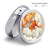 BTCOWZRV Round Pill Box with Mirror 3 Compartments Pill Organizer Portable Small Pill Case Weekly Fish Under Umbrella Medecine Case for Purse, Pocket, Travel, Vitamin, Supplements, Silver view 2
