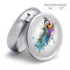 BTCOWZRV Round Pill Box with Mirror 3 Compartments Pill Organizer Portable Small Pill Case Weekly Musical with Spray Medecine Case for Purse, Pocket, Travel, Vitamin, Supplements, Silver view 2