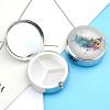 BTCOWZRV Round Pill Box with Mirror 3 Compartments Pill Organizer Portable Small Pill Case Weekly Musical with Spray Medecine Case for Purse, Pocket, Travel, Vitamin, Supplements, Silver view 3