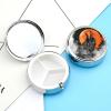 Round Pill Box with Mirror 3 Compartments Pill Organizer Portable Small Pill Case Weekly Crow Opens His Mouth Medecine Case for Purse, Pocket, Travel, Vitamin, Supplements view 3