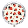 Round Pill Box with Mirror 3 Compartments Pill Organizer Portable Small Pill Case Weekly Ladybugs Pattern Infinite Speckled Medecine Case for Purse, Pocket, Travel, Vitamin, Supplements view 1