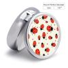 Round Pill Box with Mirror 3 Compartments Pill Organizer Portable Small Pill Case Weekly Ladybugs Pattern Infinite Speckled Medecine Case for Purse, Pocket, Travel, Vitamin, Supplements view 2