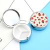 Round Pill Box with Mirror 3 Compartments Pill Organizer Portable Small Pill Case Weekly Ladybugs Pattern Infinite Speckled Medecine Case for Purse, Pocket, Travel, Vitamin, Supplements view 3