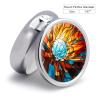 Round Pill Box with Mirror 3 Compartments Pill Organizer Portable Small Pill Case Weekly Orange and White Medecine Case for Purse, Pocket, Travel, Vitamin, Supplements view 2